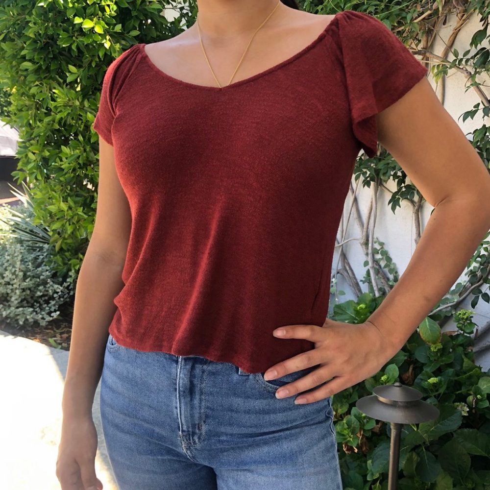 Burgundy top